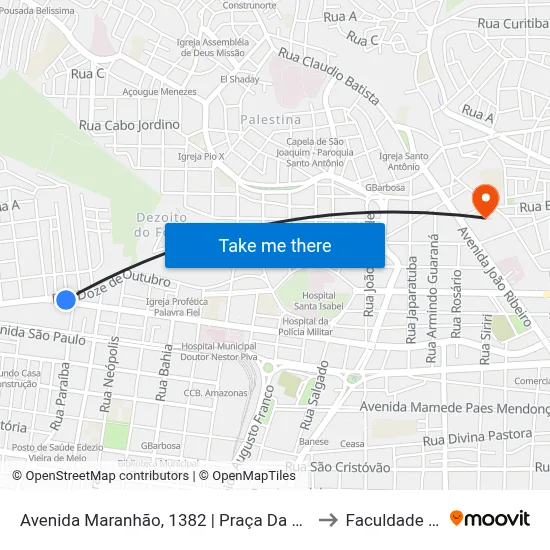 Avenida Maranhão, 1382 | Praça Da Avenida Maranhão to Faculdade Fanese map