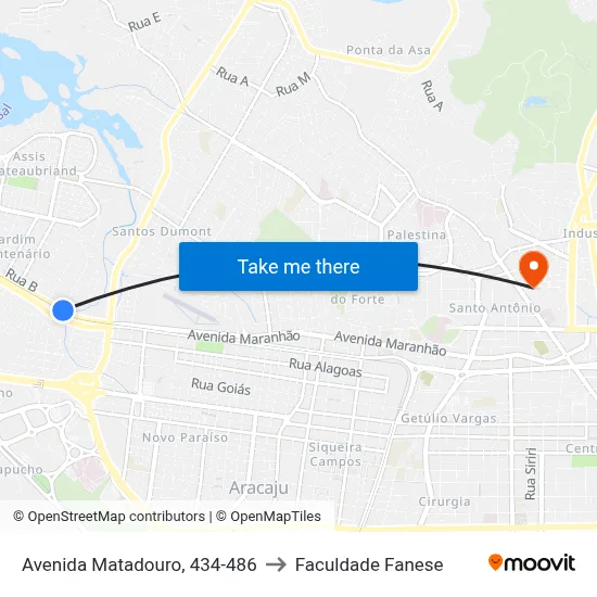 Avenida Matadouro, 434-486 to Faculdade Fanese map