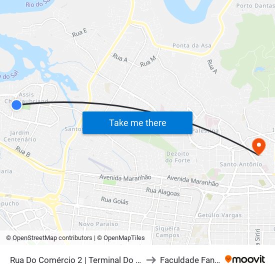 Rua Do Comércio 2 | Terminal Do Bugio to Faculdade Fanese map