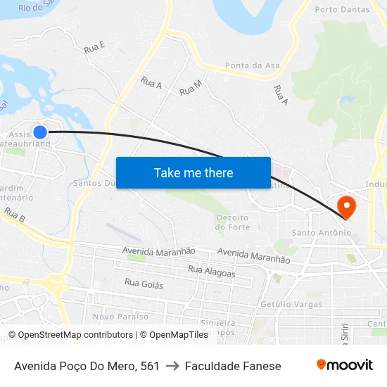 Avenida Poço Do Mero, 561 to Faculdade Fanese map