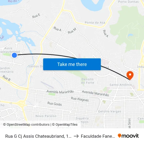 Rua G Cj Assis Chateaubriand, 145 to Faculdade Fanese map