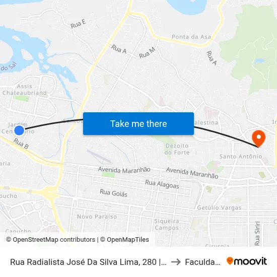 Rua Radialista José Da Silva Lima, 280 | Posto De Sáude Jardim Centenario. to Faculdade Fanese map