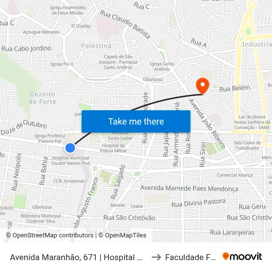 Avenida Maranhão, 671 | Hospital Nestor Paiva to Faculdade Fanese map