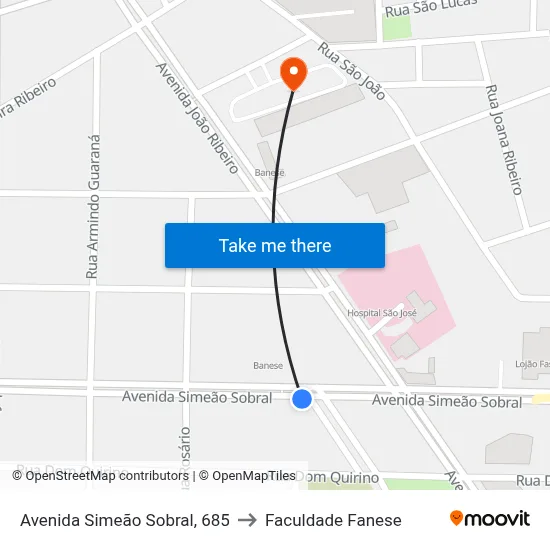 Avenida Simeão Sobral, 685 to Faculdade Fanese map