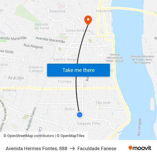 Avenida Hermes Fontes, 888 to Faculdade Fanese map