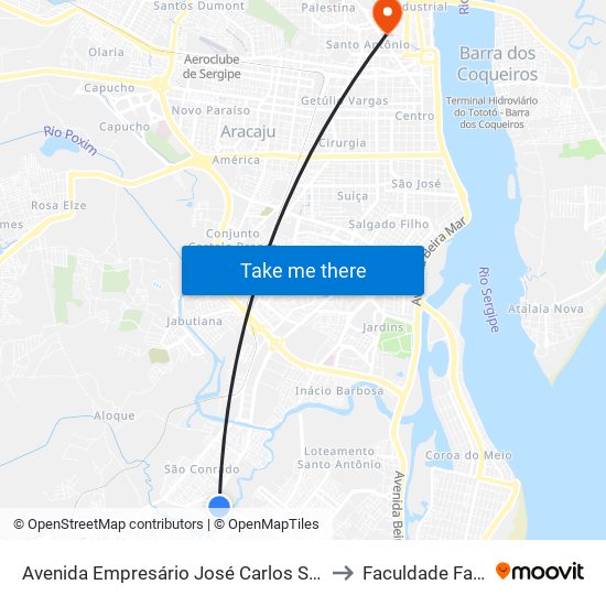 Avenida Empresário José Carlos Silva 3935 to Faculdade Fanese map