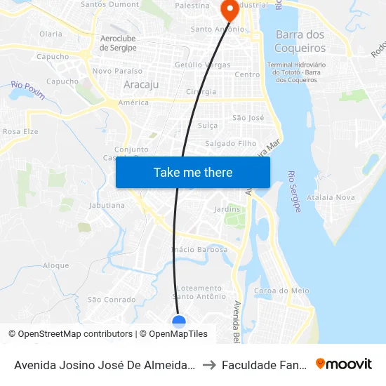 Avenida Josino José De Almeida, 498 to Faculdade Fanese map