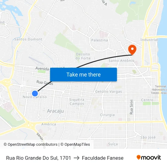 Rua Rio Grande Do Sul, 1701 to Faculdade Fanese map