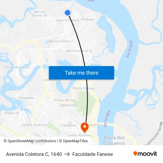 Avenida Coletora C, 1640 to Faculdade Fanese map
