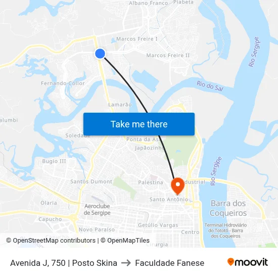 Avenida J, 750 | Posto Skina to Faculdade Fanese map