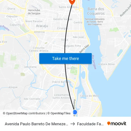 Avenida Paulo Barreto De Menezes, 1848 to Faculdade Fanese map