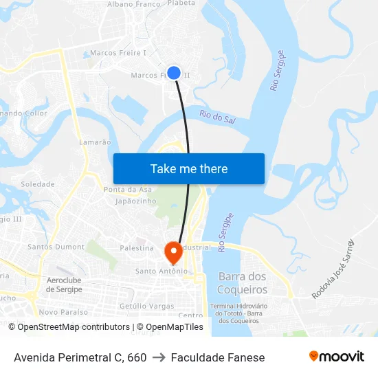 Avenida Perimetral C, 660 to Faculdade Fanese map