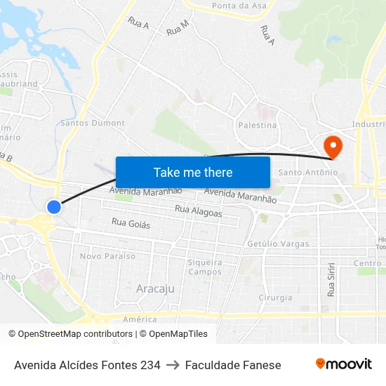 Avenida Alcídes Fontes 234 to Faculdade Fanese map