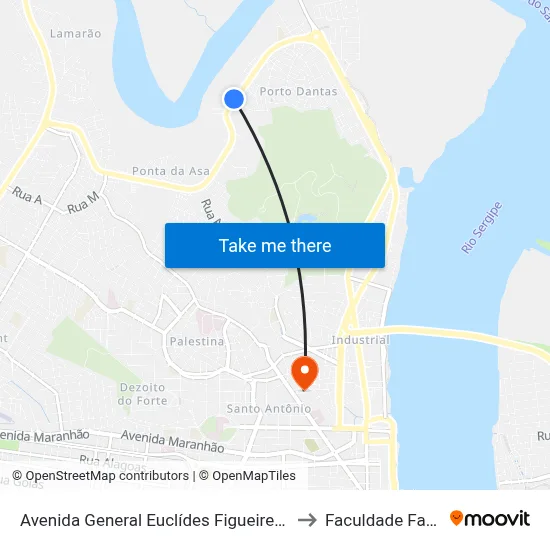 Avenida General Euclídes Figueiredo 3245 to Faculdade Fanese map