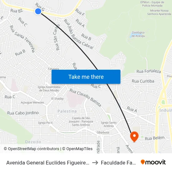 Avenida General Euclídes Figueiredo 298 to Faculdade Fanese map