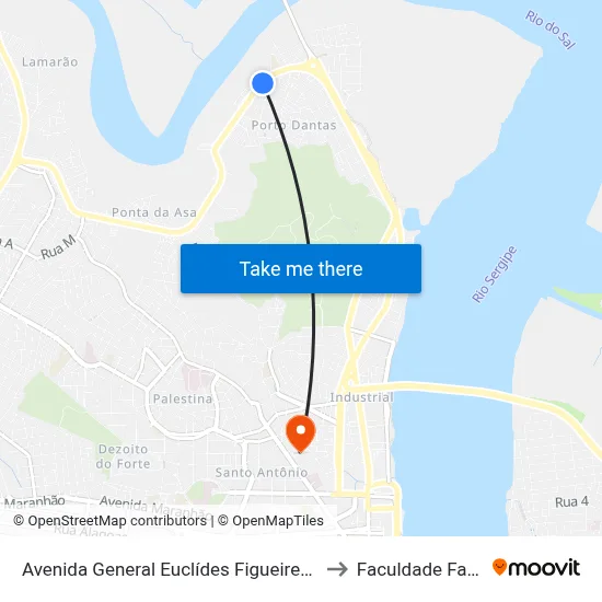 Avenida General Euclídes Figueiredo, 2725 to Faculdade Fanese map