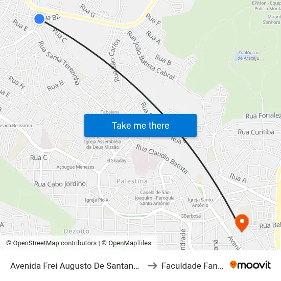 Avenida Frei Augusto De Santana 502 to Faculdade Fanese map