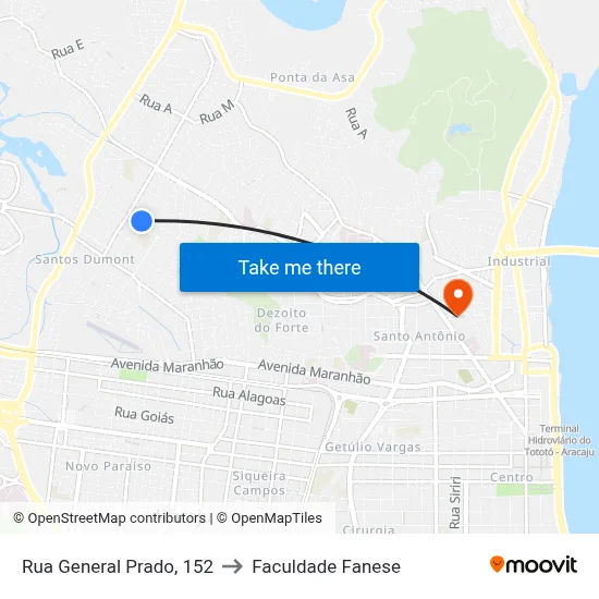 Rua General Prado, 152 to Faculdade Fanese map