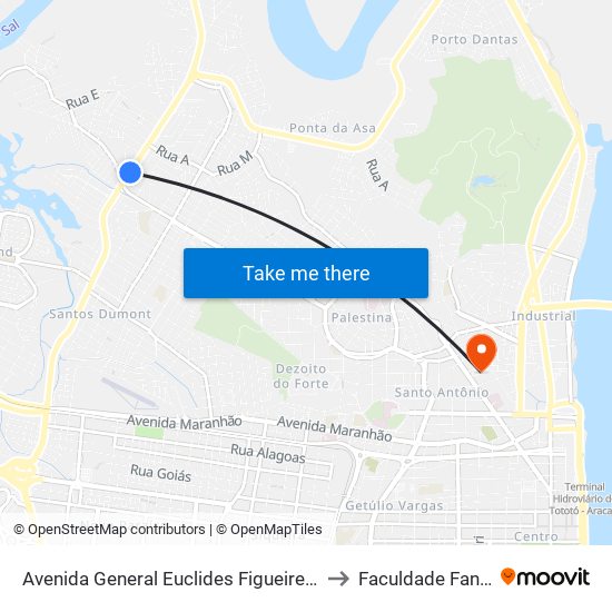 Avenida General Euclides Figueiredo, 54 to Faculdade Fanese map