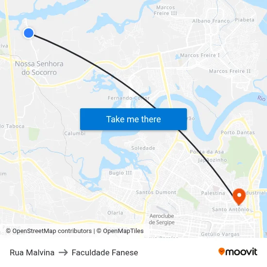 Rua Malvina to Faculdade Fanese map