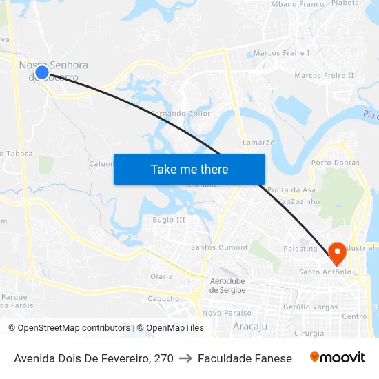 Avenida Dois De Fevereiro, 270 to Faculdade Fanese map