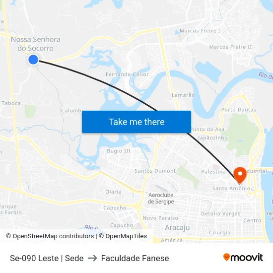 Se-090 Leste | Sede to Faculdade Fanese map