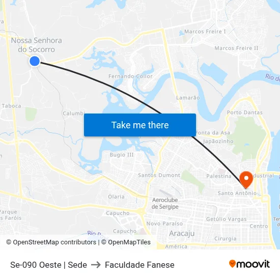 Se-090 Oeste | Sede to Faculdade Fanese map