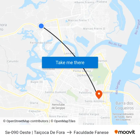 Se-090 Oeste | Taiçoca De Fora to Faculdade Fanese map