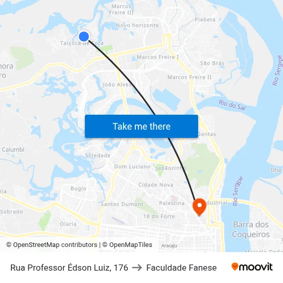 Rua Professor Édson Luiz, 176 to Faculdade Fanese map