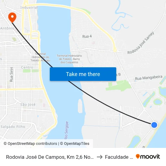 Rodovia José De Campos, Km 2,6 Norte | Praia Da Costa to Faculdade Fanese map