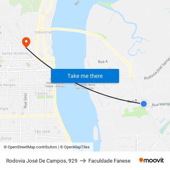 Rodovia José De Campos, 929 to Faculdade Fanese map