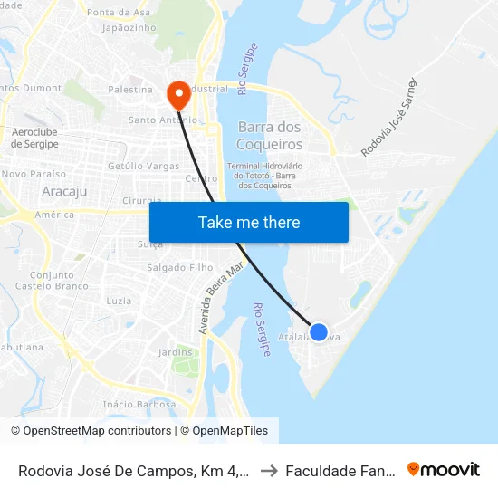 Rodovia José De Campos, Km 4,7 Sul to Faculdade Fanese map