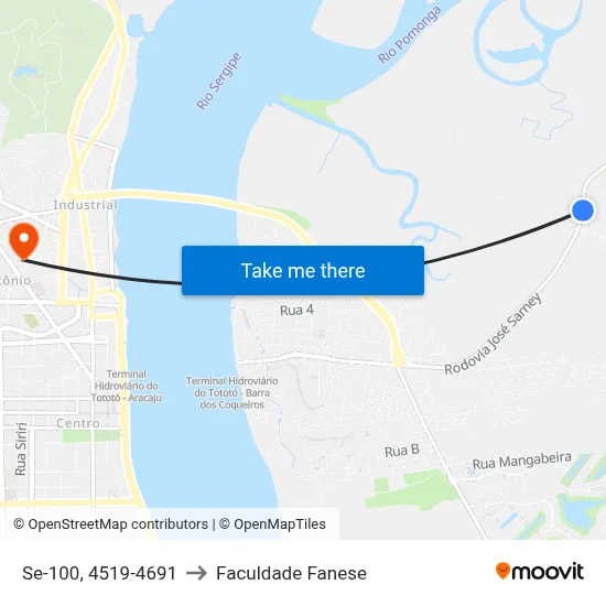 Se-100, 4519-4691 to Faculdade Fanese map