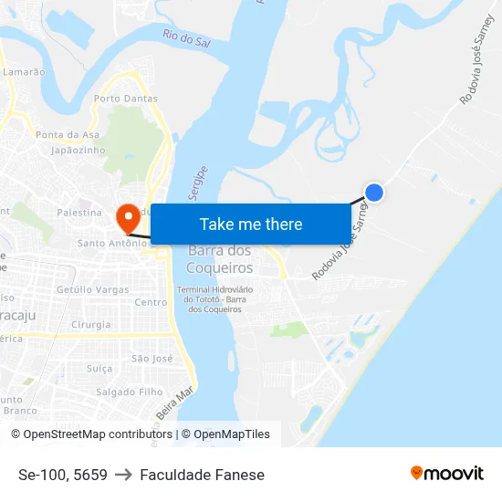 Se-100, 5659 to Faculdade Fanese map