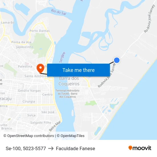 Se-100, 5023-5577 to Faculdade Fanese map