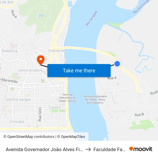 Avenida Governador João Alves Filho, 350 to Faculdade Fanese map