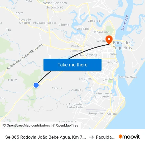 Se-065 Rodovia João Bebe Água, Km 7,8 Leste | Entrada Para Camboatá to Faculdade Fanese map