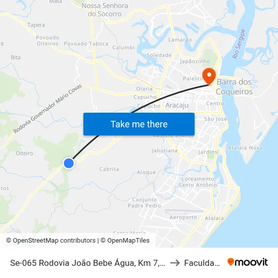 Se-065 Rodovia João Bebe Água, Km 7,8 Oeste | Entrada Para Camboatá to Faculdade Fanese map