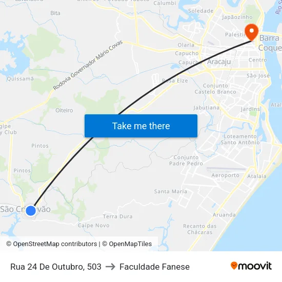 Rua 24 De Outubro, 503 to Faculdade Fanese map