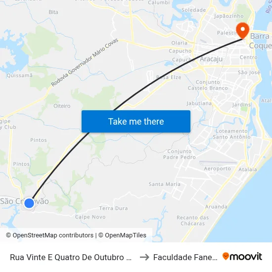 Rua Vinte E Quatro De Outubro 244 to Faculdade Fanese map
