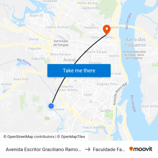 Avenida Escritor Graciliano Ramos, 2-184 to Faculdade Fanese map