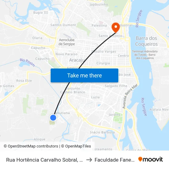 Rua Hortência Carvalho Sobral, 68 to Faculdade Fanese map