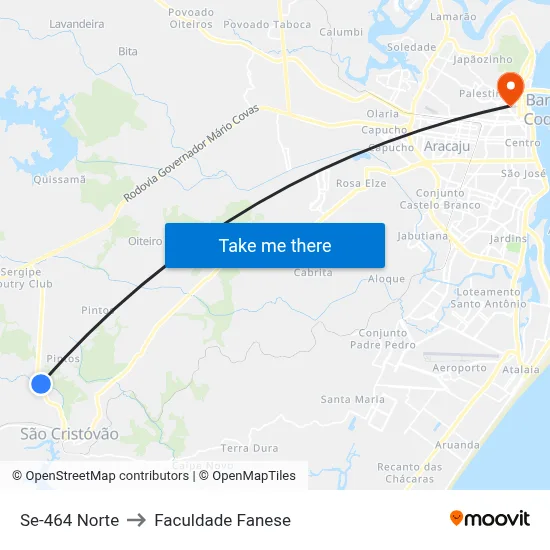 Se-464 Norte to Faculdade Fanese map