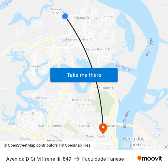 Avenida D Cj M Freire Iii, 849 to Faculdade Fanese map