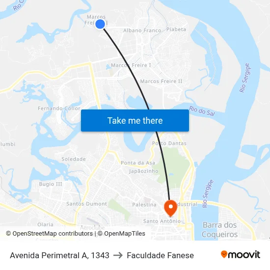 Avenida Perimetral A, 1343 to Faculdade Fanese map