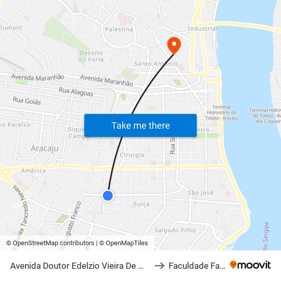 Avenida Doutor Edelzio Vieira De Melo, 1315 to Faculdade Fanese map