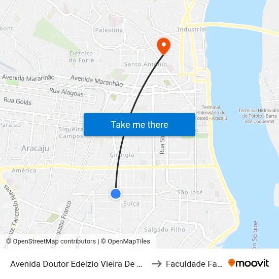 Avenida Doutor Edelzio Vieira De Melo, 984 to Faculdade Fanese map