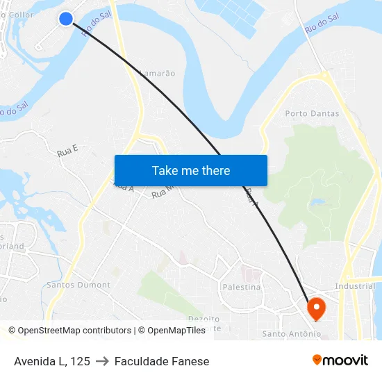 Avenida L, 125 to Faculdade Fanese map