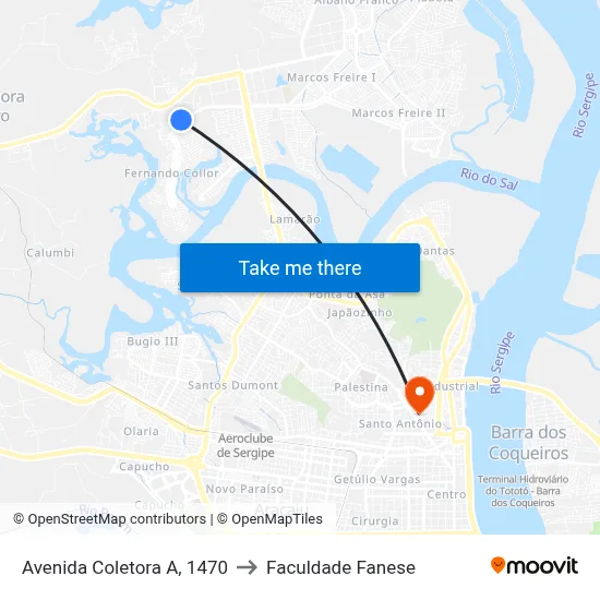 Avenida Coletora A, 1470 to Faculdade Fanese map