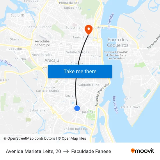 Avenida Marieta Leite, 20 to Faculdade Fanese map